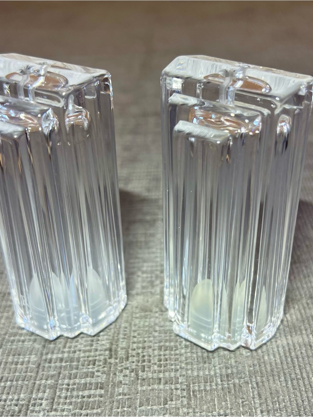 Ralph Lauren Clear Crystal Ribbed Salt and Pepper Shakers